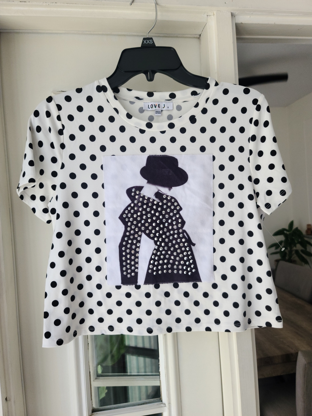 LOVE J. Polka Dot Graphic Tee - White & Black